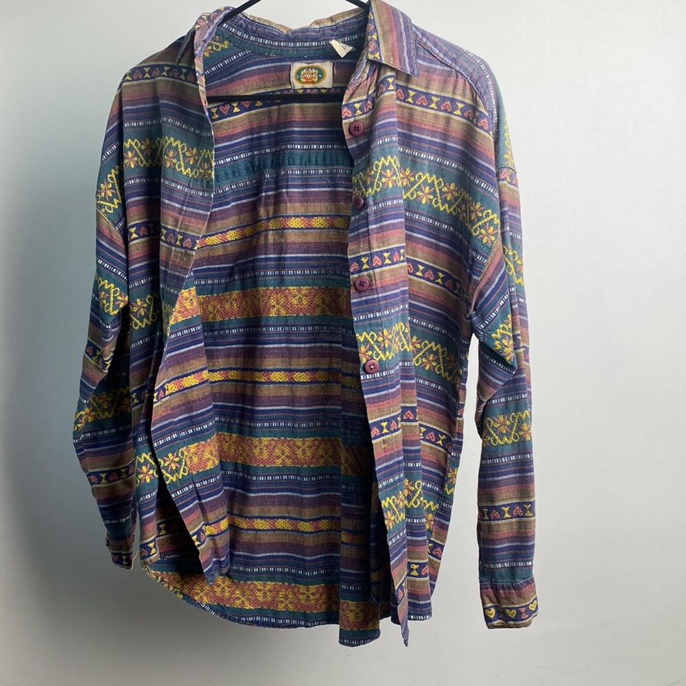 Vintage Patterned Stripe Button Down - image 3